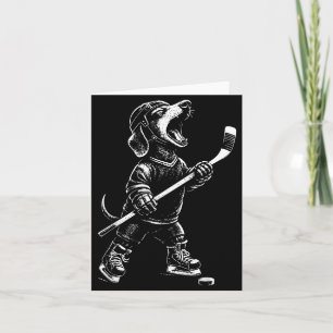 Retro Cool Dachshund die Hockey speelt Wiener Dog Kaart