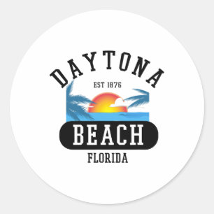 Retro Cool Daytona Beach Mannen Womens Florida Bea Ronde Sticker