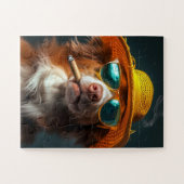 Rétro Cool Dog Yellow Hat Puzzle (Horizontal)