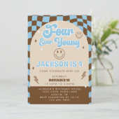 Retro Cool Four Ever Young Boys 4e verjaardagsfees Kaart (Staand voorkant)