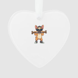 Retro Cool Franse Bulldog Draagt Bot Cartoon  Ornament