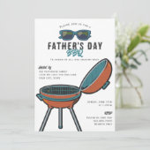 Retro Cool Grill Zonnebril Vaderdag BBQ Feest Kaart (Staand voorkant)