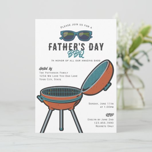 Retro Cool Grill Zonnebril Vaderdag BBQ Feest Kaart (Staand voorkant)