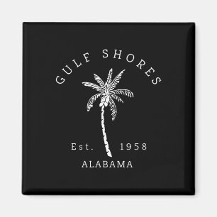 Retro Cool Gulf Shores Al Beach Palm Tree Graphic Magneet