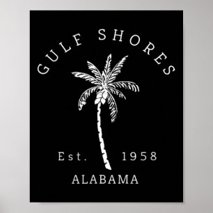 Retro Cool Gulf Shores Al Beach Palm Tree Graphic Poster