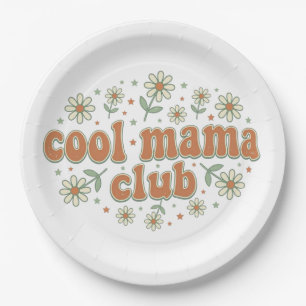 Retro Cool Mama Club Groovy Daisy Moederdag App Papieren Bordje
