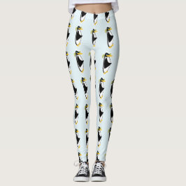 Retro Cool Mid-Century Penguin Cartoon Design Leggings