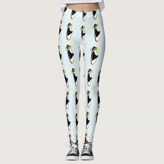 Retro Cool Mid-Century Penguin Cartoon Design Leggings (Voorkant)