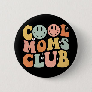 Retro Cool Moms Club Mam Smile Happy Face Moeders Ronde Button 5,7 Cm