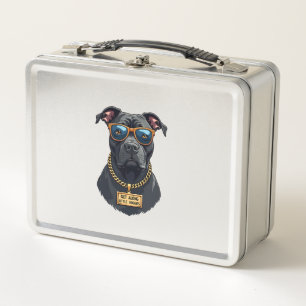 Retro Cool Pitbull in Zonnebril met Gouden Ketting