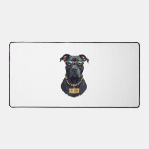 Retro Cool Pitbull in Zonnebril met Gouden Ketting Bureaumat