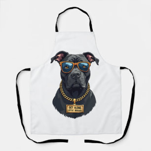 Retro Cool Pitbull in Zonnebril met Gouden Ketting Schort