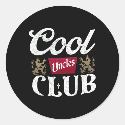 Retro Cool Uncles Club Beste Oom Ooit Grappige Vad Ronde Sticker (Voorkant)