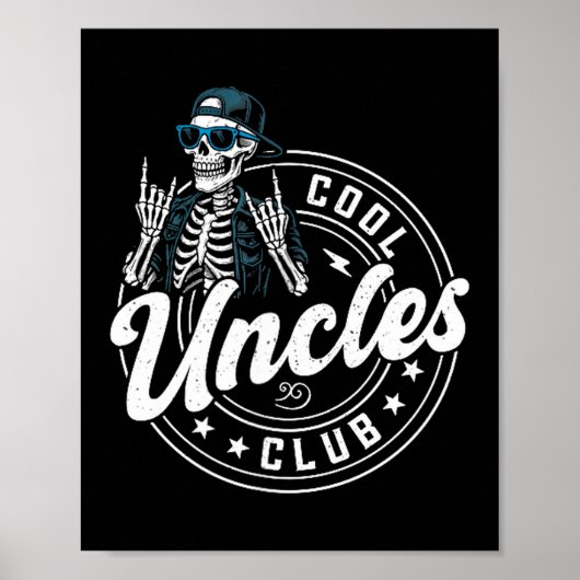 Retro Cool Uncles Club Funny Skeleton New Uncle Me Poster (Voorkant)