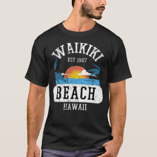 Retro Cool Waikiki Beach Hawaii Island beachball T-shirt
