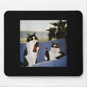 Retro Cool Zonnebril Kat Drinkt Bier Kat Meme Ca Muismat