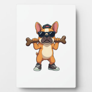 Retro Coole Franse Bulldog met Botten Cartoon Fotoplaat