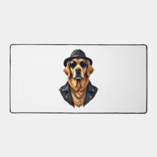 Retro Coole Goud Retriever Hond met Zonnebril op Bureaumat