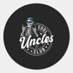 Retro Coole Ooms Club Grappig Skelet Nieuwe Oom Ik Ronde Sticker