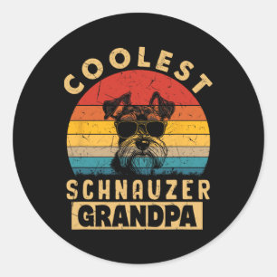 Retro Coolste Schnauzer Opa Grappige Cadeaus Hond Ronde Sticker