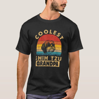 Retro Coolste Shih Tzu Opa Grappige Cadeaus Hond L T-shirt
