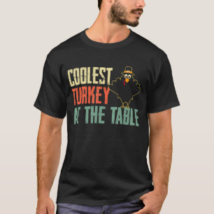 Retro Coolste Turkije aan tafel Turkije Thanksgiv T-shirt