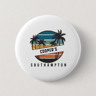 Retro Cooper's Beach Southampton Surfplank Surfen Ronde Button 5,7 Cm