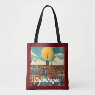 Retro Copenhagen Skyline Draagtas