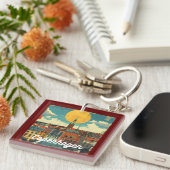 Retro Copenhagen Skyline Sleutelhanger (Voorkant Rechts)