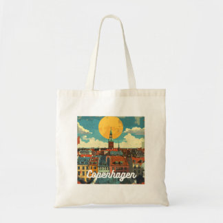 Retro Copenhagen Skyline Tote Bag