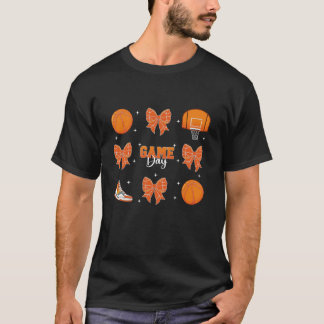 Retro Coquette Basketbal Boog Spel Dag Cheer Sport T-shirt