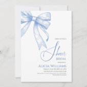 Retro Coquette Blue Bow Vrijgezellenfeest Kaart (Voorkant)