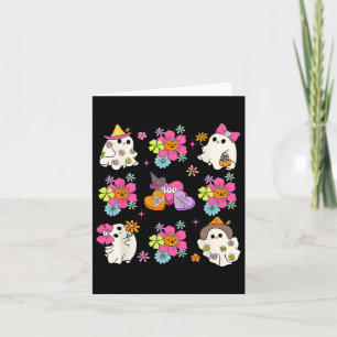 Retro Coquette Boo Geest Boog Pompoen Bloemen Hall Kaart