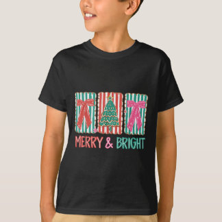Retro Coquette Boog Vrolijk en Heldere Kerstboom T-shirt