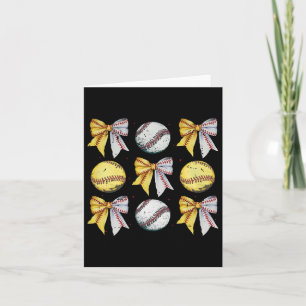 Retro Coquette Bow Grappig Spel Dag Honkbal Softba Kaart