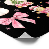 Retro Coquette Bow Nk Christmas Tree Snowman Xmas Poster (Hoek)