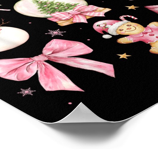 Retro Coquette Bow Nk Christmas Tree Snowman Xmas  Poster (Hoek)