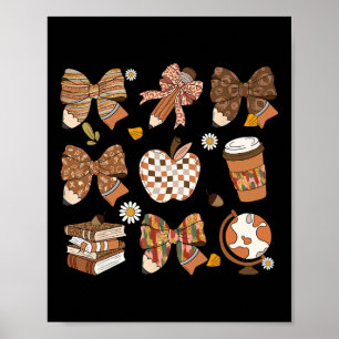 Retro Coquette Bow Teacher Koffieboek Thanksgiving Poster