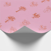 Retro Coquette Cactus & Palmbomen met Roze Bogen Cadeaupapier (Hoek)
