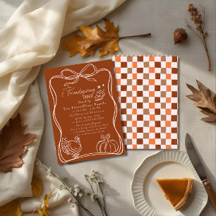 Retro Coquette Friendsgiving diner Kaart