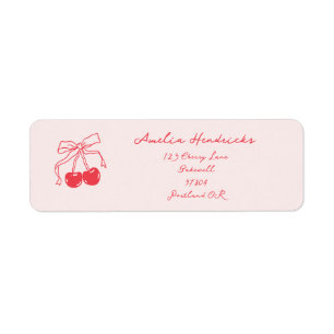 Retro Coquette Kersenrood en Roze Retouradres Etiket