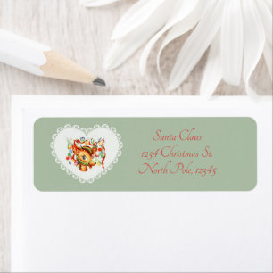 Retro Coquette Pastel Baby Dieren Herten Etiket