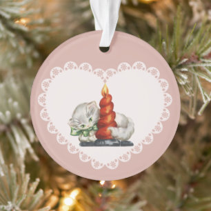 Retro Coquette Pastel Baby Dieren Kat Ornament