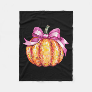 Retro Coquette Pompoen Roze Bow Herfst Thanksgivin Fleece Deken