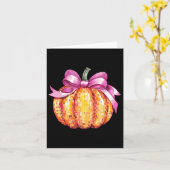 Retro Coquette Pompoen Roze Bow Herfst Thanksgivin Kaart (Gele Bloem)