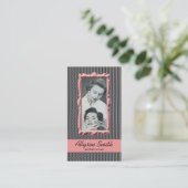 Retro Coral Houndstooth Esthetician Visitekaartje (Staand voorkant)