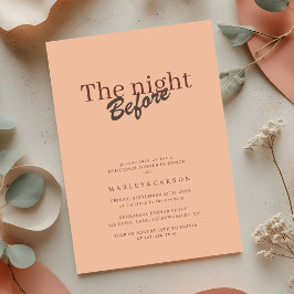 Retro Coral Peach Minimalist Rehearsal Dinner Kaart