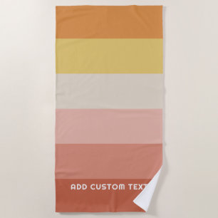 Retro Coral Sunset Stripes Minimal Sans Serif Naam Strandlaken