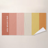 Retro Coral Sunset Stripes Minimal Sans Serif Nom (Serviette de bain)