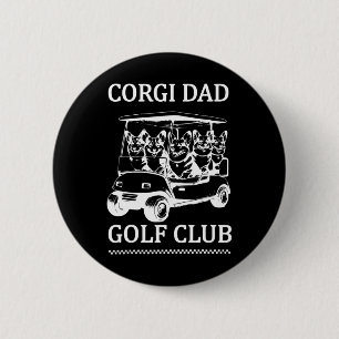 Retro Corgi Dad Golfclub Schattige Dog Swinging Go Ronde Button 5,7 Cm